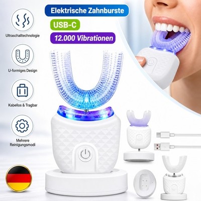 Schallzahnbürste U-Form IPX7 Wasserdicht USB-C-Ladeanschluss Drahtlos Reisen