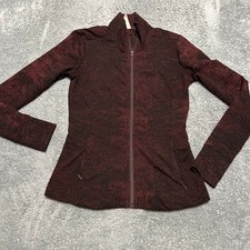 Athleta Jacket Womens Small Shanti Jacquard Full Zip Antique Burgundy Textured
