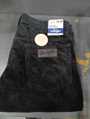 Wrangler Texas Straight Leg Corduroy Black Waist 34 Leg 30 UK