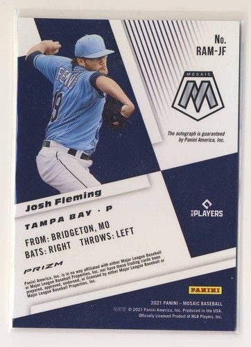 Rookie Auto Mosaic Choice Fusion #63 2021 Josh Fleming Tampa Bay Rays RC BX9 - Imagen 2 de 2
