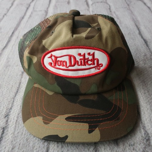 Vintage Rare Von Dutch Logo Camo Mesh 