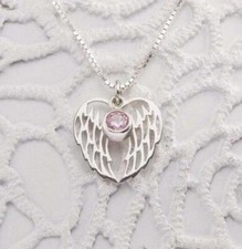 Angel Wing Birthstone Memorial Necklace