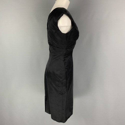MONIQUE LHUILLIER Size 4 Black Gold Silk Rayon Sequined Cocktail Dress - Bild 3 von 7