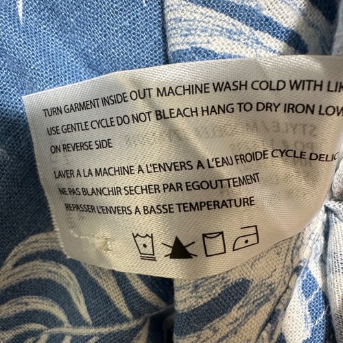 BLANK NYC Mens Size L Blue ‘Strictly by Hand’ Linen Blend Short Sleeve Shirt - Picture 6 of 6