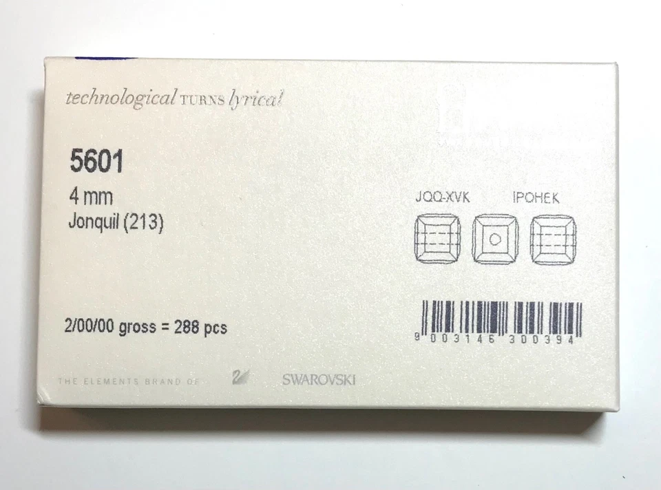 Paquete de fábrica cuentas de cubo de cristal Swarovski® #5601 - 4 mm - JONQUIL - 288 piezas Foto 2 de 4