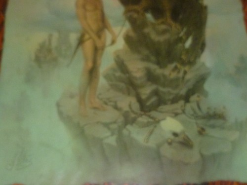 JOHN PITRE CONFICT VINTAGE PRINT ON CARVED WOOD FALCON EAGLE ART FANTASY 1970S - 第 4/9 張圖片
