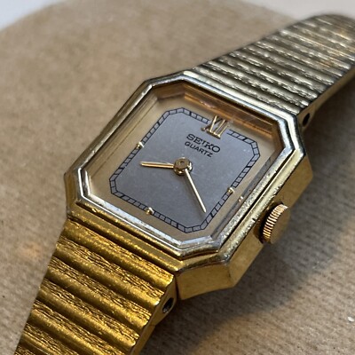 Vintage Seiko Quartz Watch Women Gold Tone Dial Octagon 2320-6599