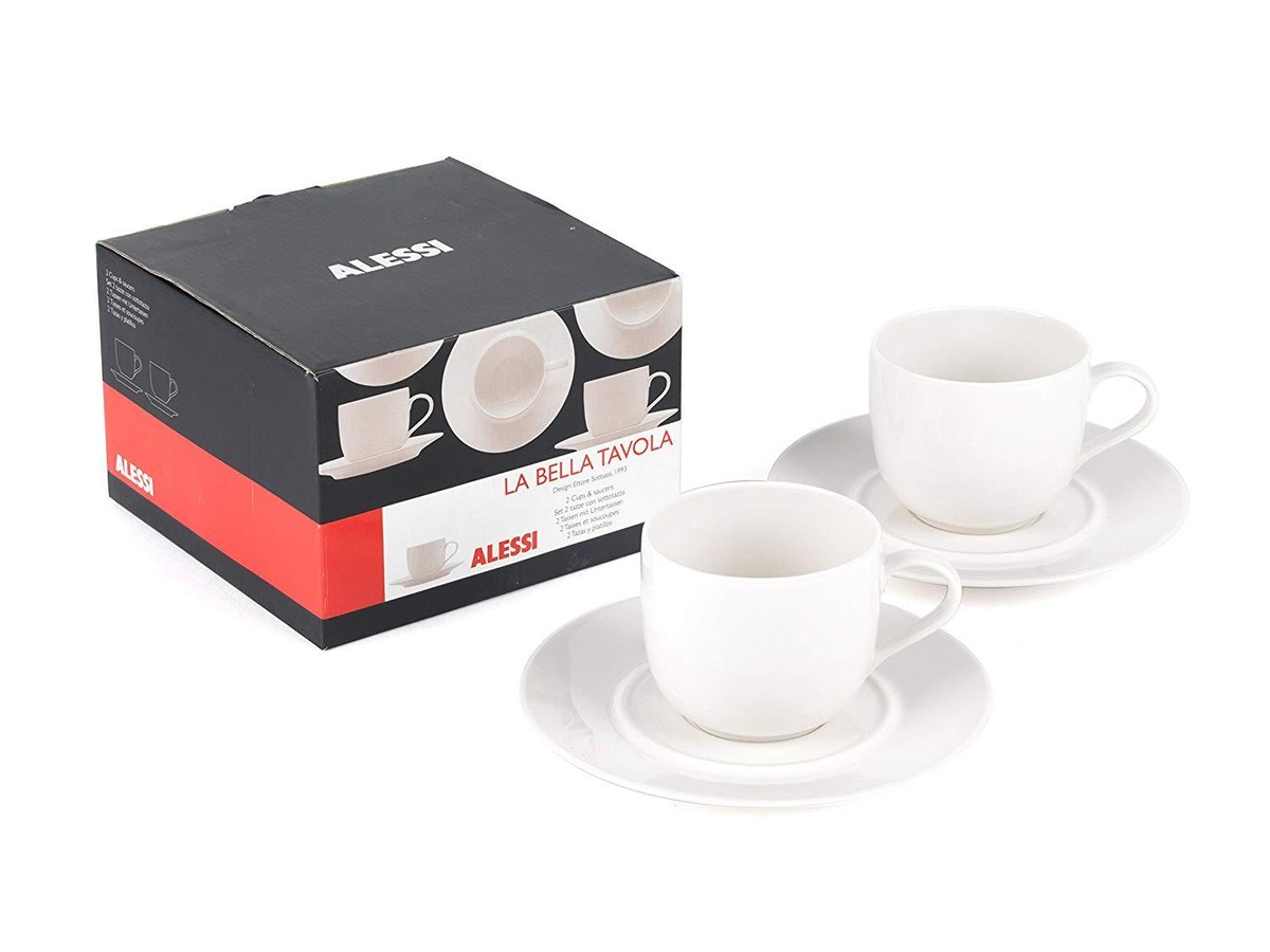 Alessi La Bella Tavola White Porcelain Cup & Saucer Set Choose 2
