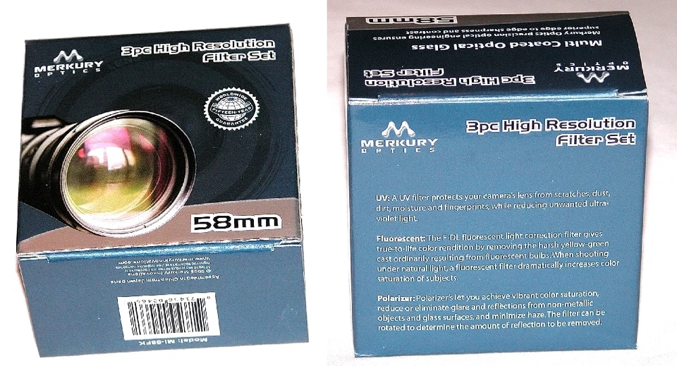 55mm 3P Hi Def Pro Lens Filter Kit UV PL FLD Japan MC Merkury Round 55 mm  - Image 2 of 2