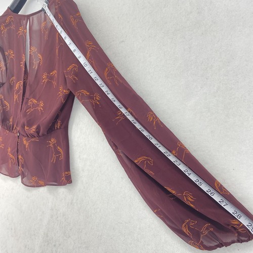 Forever 21 M Elegant Tie Front Blouse Horse Designs - Picture 7 of 9