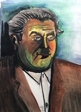 Ritratto Di Uomo Con Barba Testa Espressiva Acquerello El 1953 27,0 X 36,5 CM