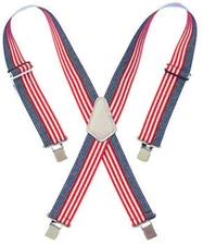 CLC Custom Leathercraft Heavy Duty Elastic Work Suspenders, USA Flag Print