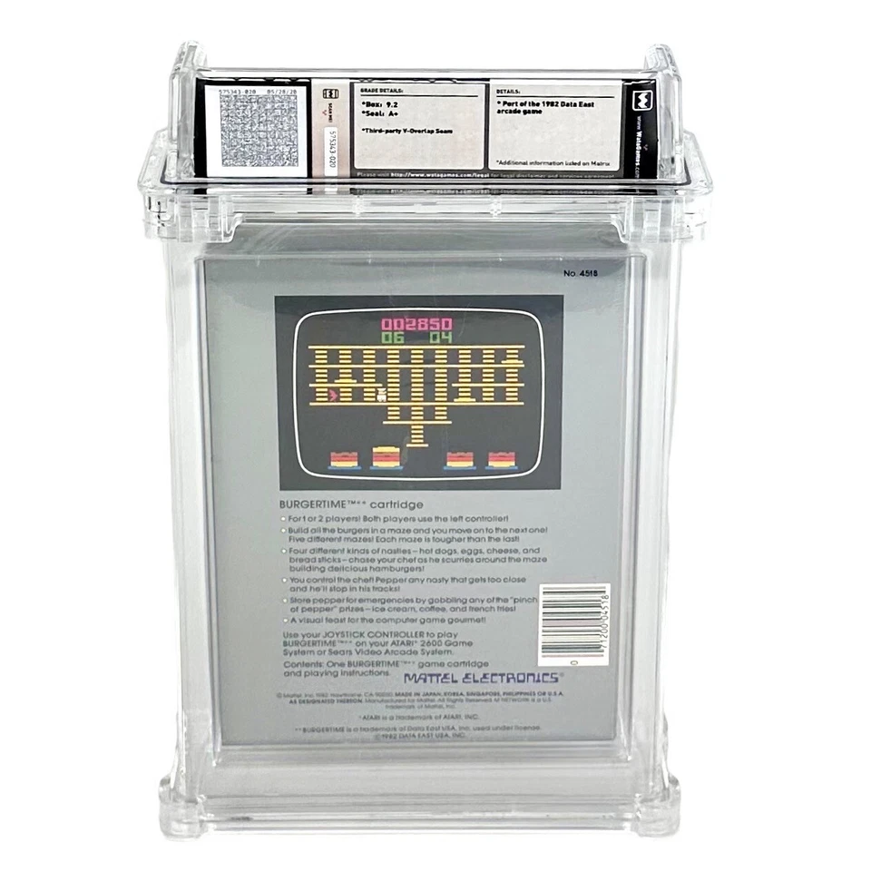 New Atari 2600 Burgertime Factory Sealed WATA 9.2 Graded A+ Seal Game - Image 2 of 4