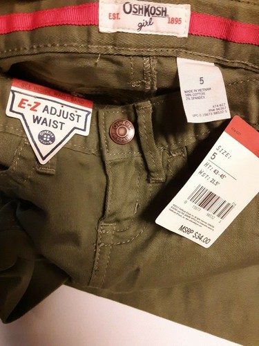 Oshkosh Bgosh Girl Size 5 NWT Hunter Green Cargo Pants Adjustable Waist. - Picture 3 of 3