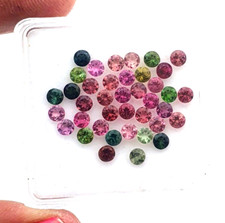 Natural Multi Tourmaline Round Cut Loose Gemstone Lot 40 Pcs 3.25 MM
