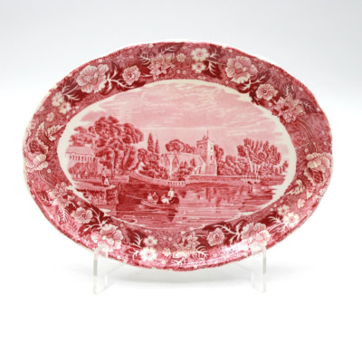 Palissy Thames River Scenes Rot Servierplatte rot oval Cookham Berks