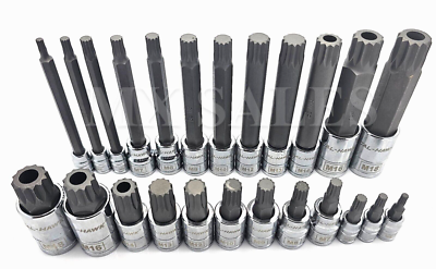 VCT 24-Piece XZN Triple Square Bit Socket Set – Long & Short Spline, S2 Steel, For European Cars