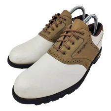 FOOTJOY Shoes GREENJOYS Mens Size 8M White Beige Leather Golf Cleats 45446