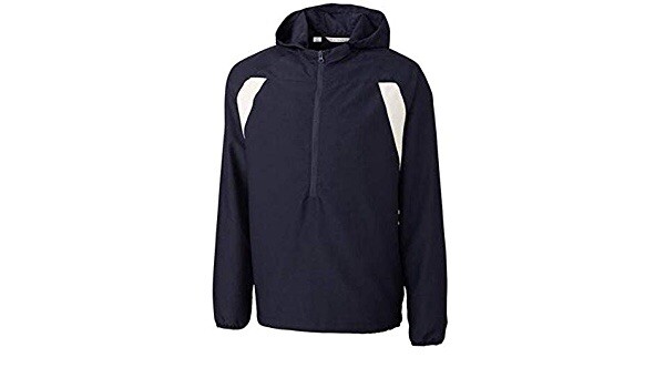 NEW Mens CUTTER & BUCK CB WindTec Packable 1/2 Zip Anorak Hoodie Navy White XXL