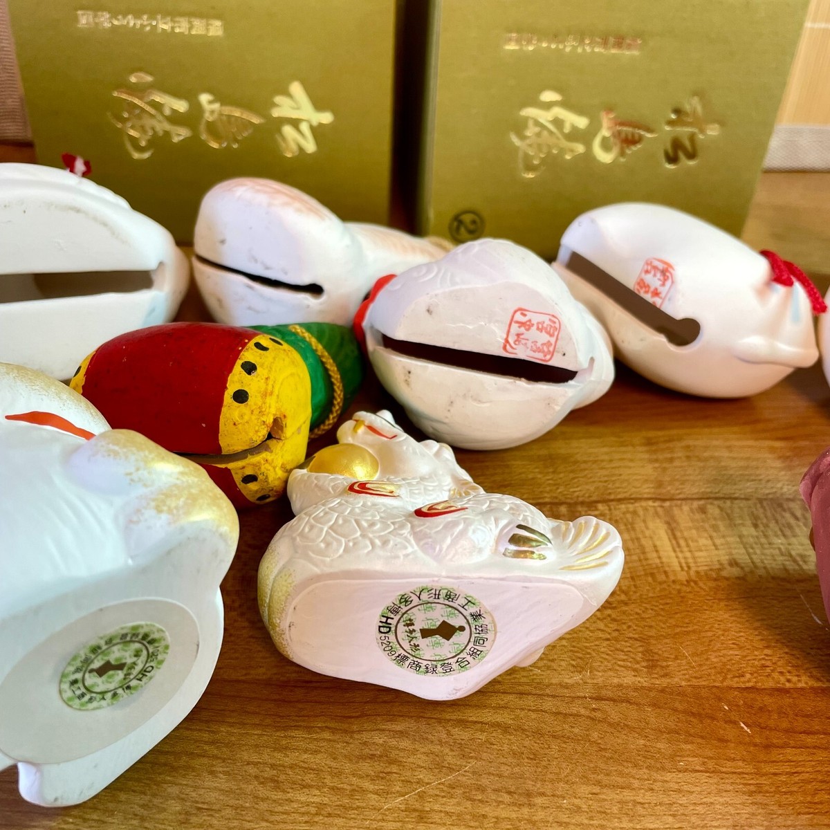 Big Lot 16 Japan zodiac Clay Bell Lucky Figure figurine