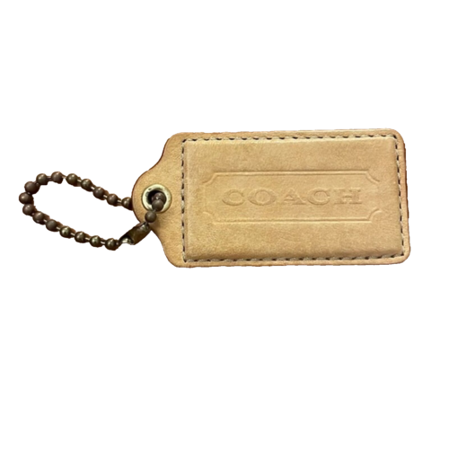 COACH Leather Hang Tag Purse Handbag Charm Fob Tan Light Brown 2.75x1.5 in. - Picture 1 of 6