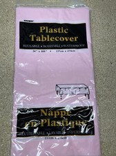 Pink Reusable Plastic Rectangular Table Cover Tablecloth Birthday Party 54"x108"