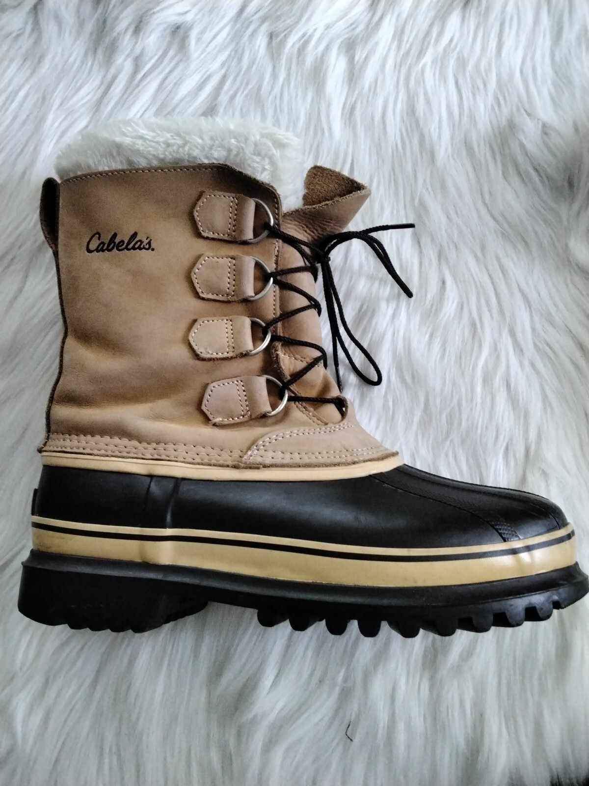 CABELAS LEATHER TOP DUCK BOOTS lined Men’s Size 9 Gem