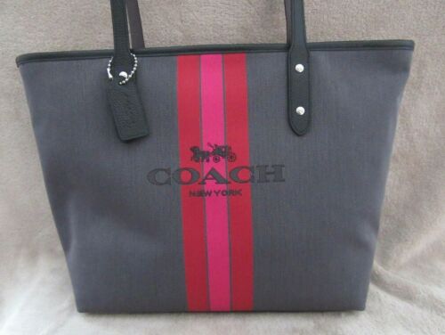 ENTRENADOR 69645 City Horse and Carriage Jacquard Leather Zip Tote Bolso Bolso NWT - Imagen 3 de 7