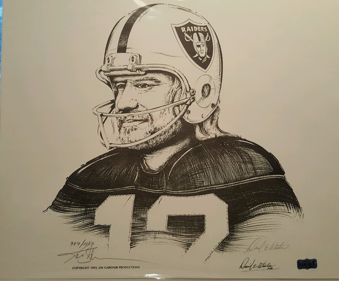 Ken Stabler Autographed Signed Oakland Raiders (D) 17x14 Lithograph, Stabler LOA & Radtke Sports Hologram 