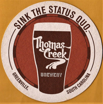 Thomas Creek Brewery  Deceased Gangstas...  Beer Coaster Greenville SC