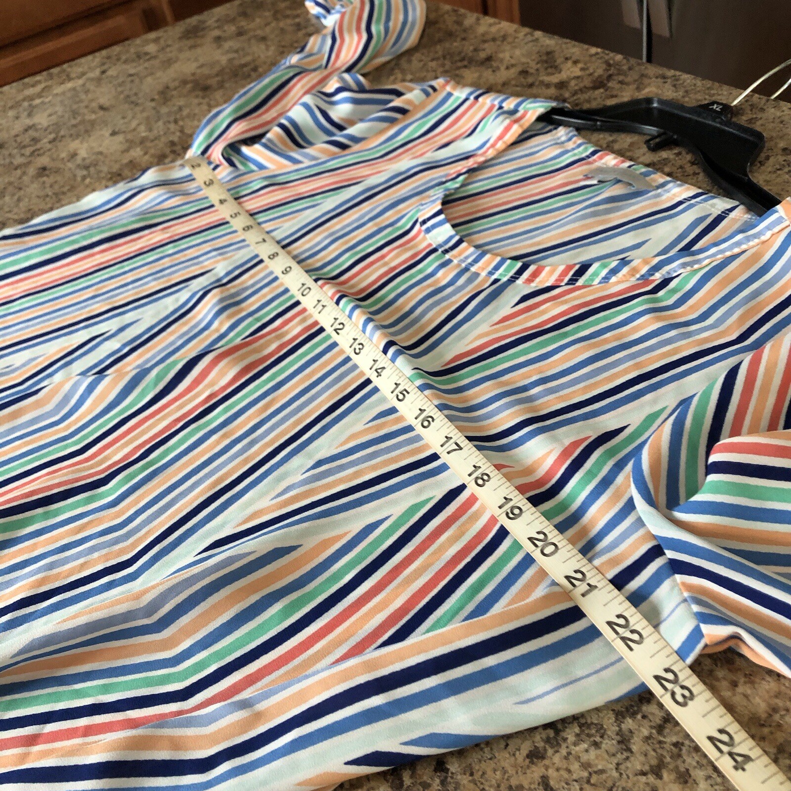 Belle Sky Sz XL Striped Long Sleeve Tie Front Blouse