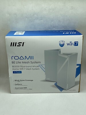 MSI Roamii BE Lite Mesh System - 2 Pack (WiFi 7, BE 5000, Up to 5,800 sq.ft.
