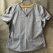 Scrubstar Women's Gray V Neck Scrub Top Medium L Health Care Nurse Medical