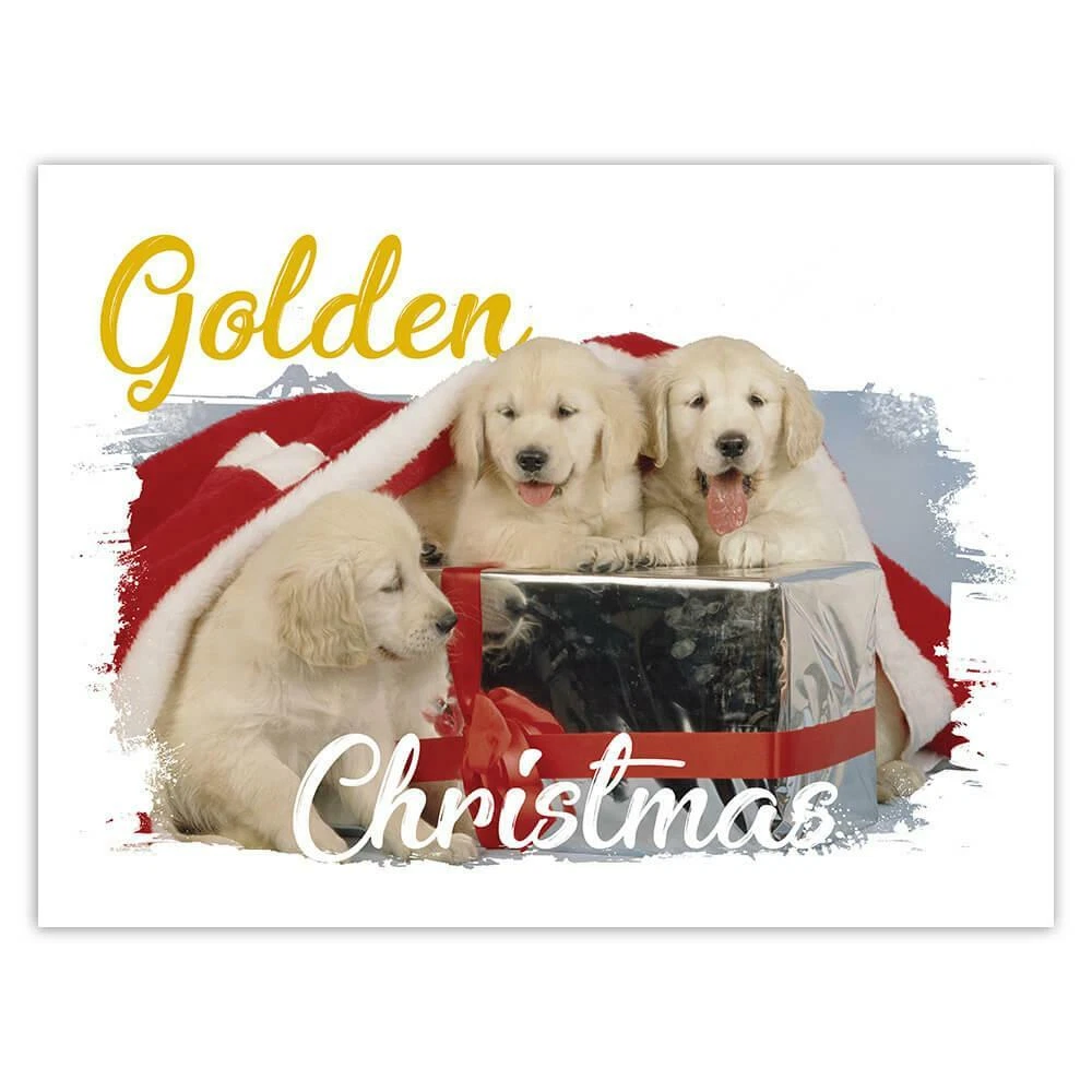 Golden Retriever Puppy Christmas Gift Bag With Tag Glitter 16” X