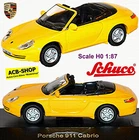 Porsche 911 Convertible Type: 996 Roadster 1997-2006 Yellow Yellow 1:87 Schuco 25319