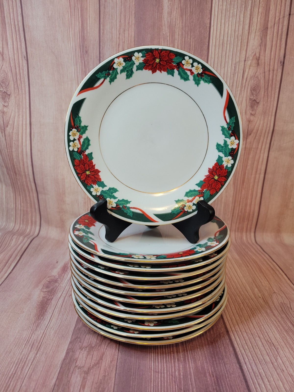 Tienshan Deck the Halls Christmas Salad/dessert Plates Vintage eBay
