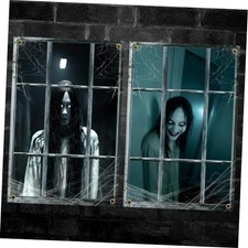 2 Pcs Scary Halloween Window Decorations Female Ghost Window Female Ghost 1
