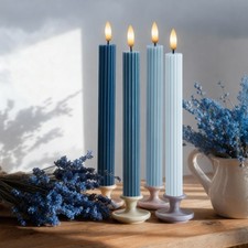 4 Pack 10" Overcast LED Flameless Taper Candles with Remote  Timer