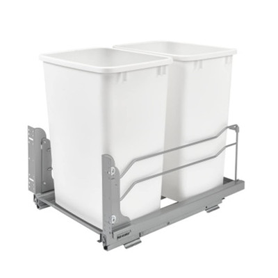 Double Trash Can under Kitchen Cabinets Pullout, 35 Quart 8.75 Gallon with Soft-