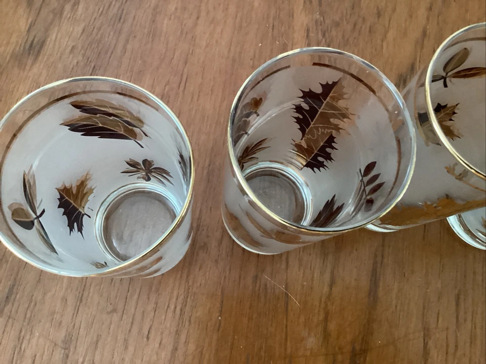 Винтажный середины века Culver 22k золото матовый мяч очки набор из 4 - Изображение 3 из 4