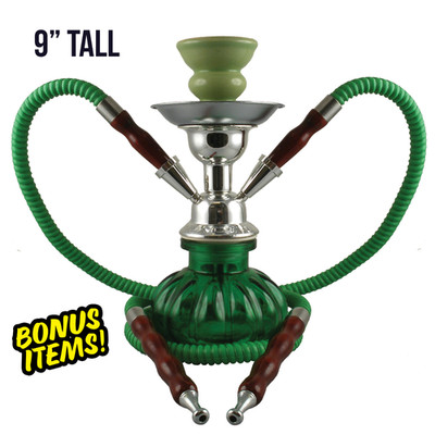 9'' Green 2 Hose Hookah Set Pumpkin Premium Hookah Shisha FAST SHIPPING