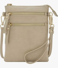 Small Crossbody Bag for Women, Multi Zip Pockets with Detachable Wristlet, Light