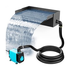 POPOSOAP Pond Waterfall with Pump Kit, 304 Stainless Steel Waterfall Spillway...