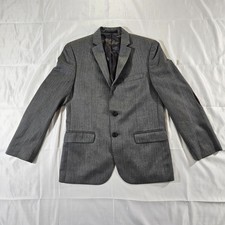 Lauren Ralph Youth blazer Grey Coat Suit Jacket Brown Elbow Patch 16R