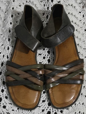 Vintage Cabin Creek Tri-Color Leather Weave Slip On Sandals Brazil Size 9 READ