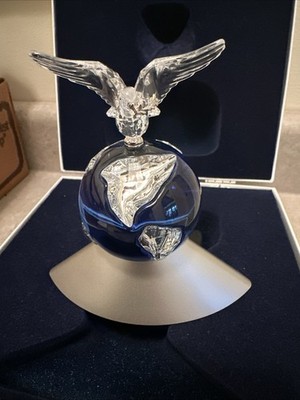 Swarovski Silver Crystal SCS 2000 Planet Vision Millenium Blue Globe With Box