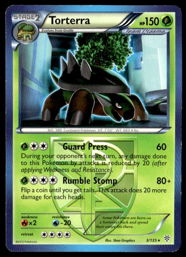 TORTERRA 3/135 RARE PLASMA STORM POKEMON MP