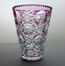 Stevens & Williams Constellation Vase Keith Murray lila klar geschliffen um 1930