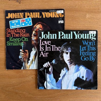 2 x 7''-Vinyl-Single I JOHN PAUL YOUNG-Love is in the Air / Standing in the Rain