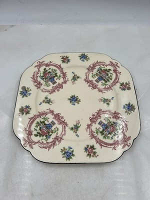 Vintage Hand Painted Japan Square Floral Plate Wall Hanging Tray Platter Decor